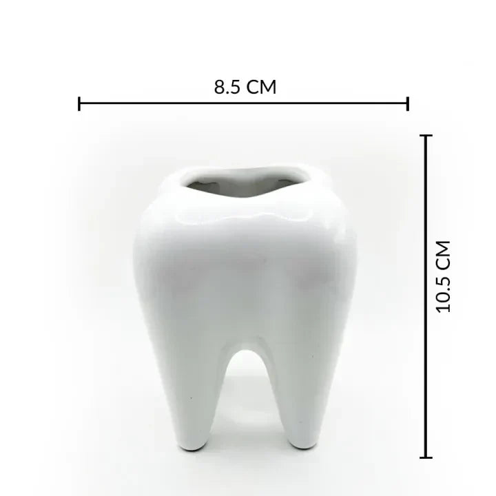 Tooth Shaped White Ceramic Vase Molars For Table Decor