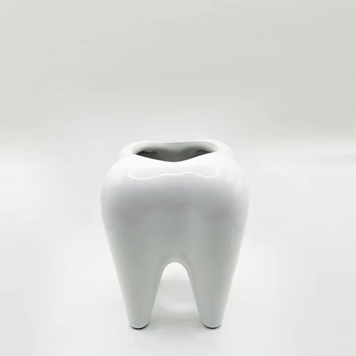 Tooth Shaped White Ceramic Vase Molars For Table Decor