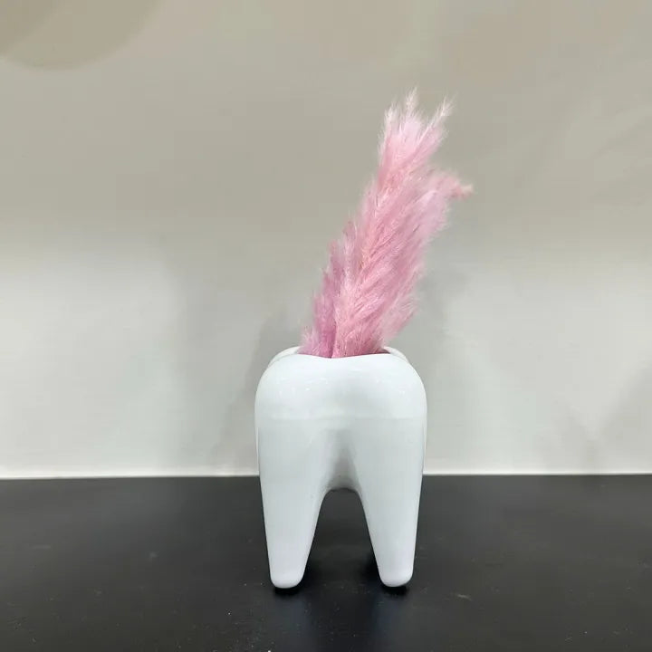 Tooth Shaped White Ceramic Vase Molars For Table Decor